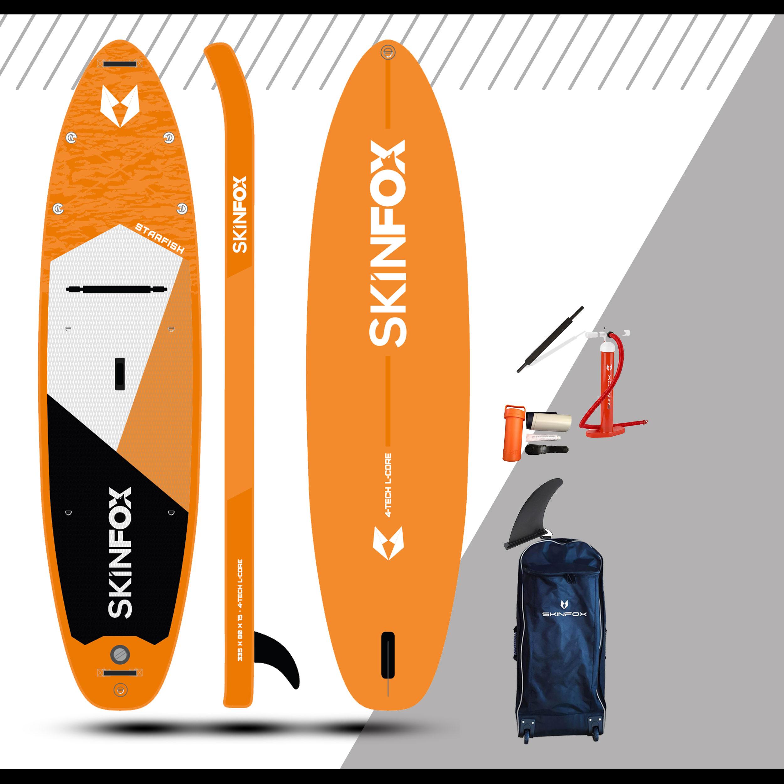SKINFOX STARFISH CARBON-SET (335x80x15)  4-TECH L-CORE SUP Paddelboard orange - Farbe: orange - Groesse: Board,Bag,Pumpe