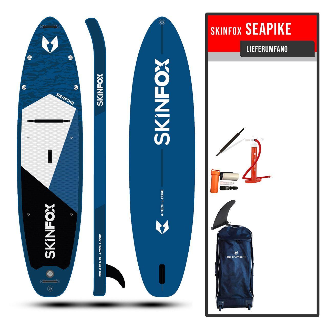 SKINFOX SEAPIKE  ALU-SET (335x78x15)  4-TECH L-CORE SUP Paddelboard blau - Farbe: blau - Groesse: Board,Bag,Pumpe
